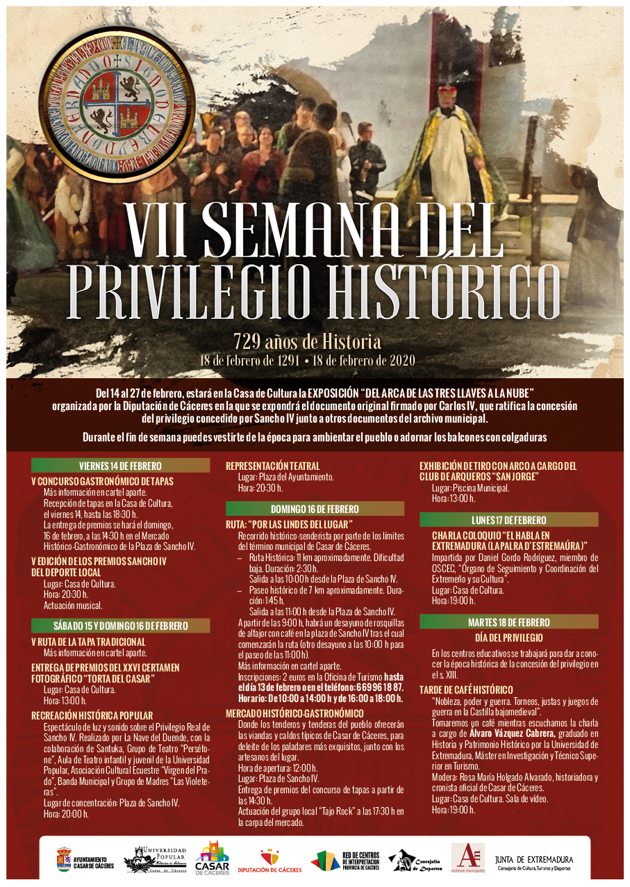Cartel de la VII Semana del privilegio Histórico Sancho IV en Casar de Cáceres