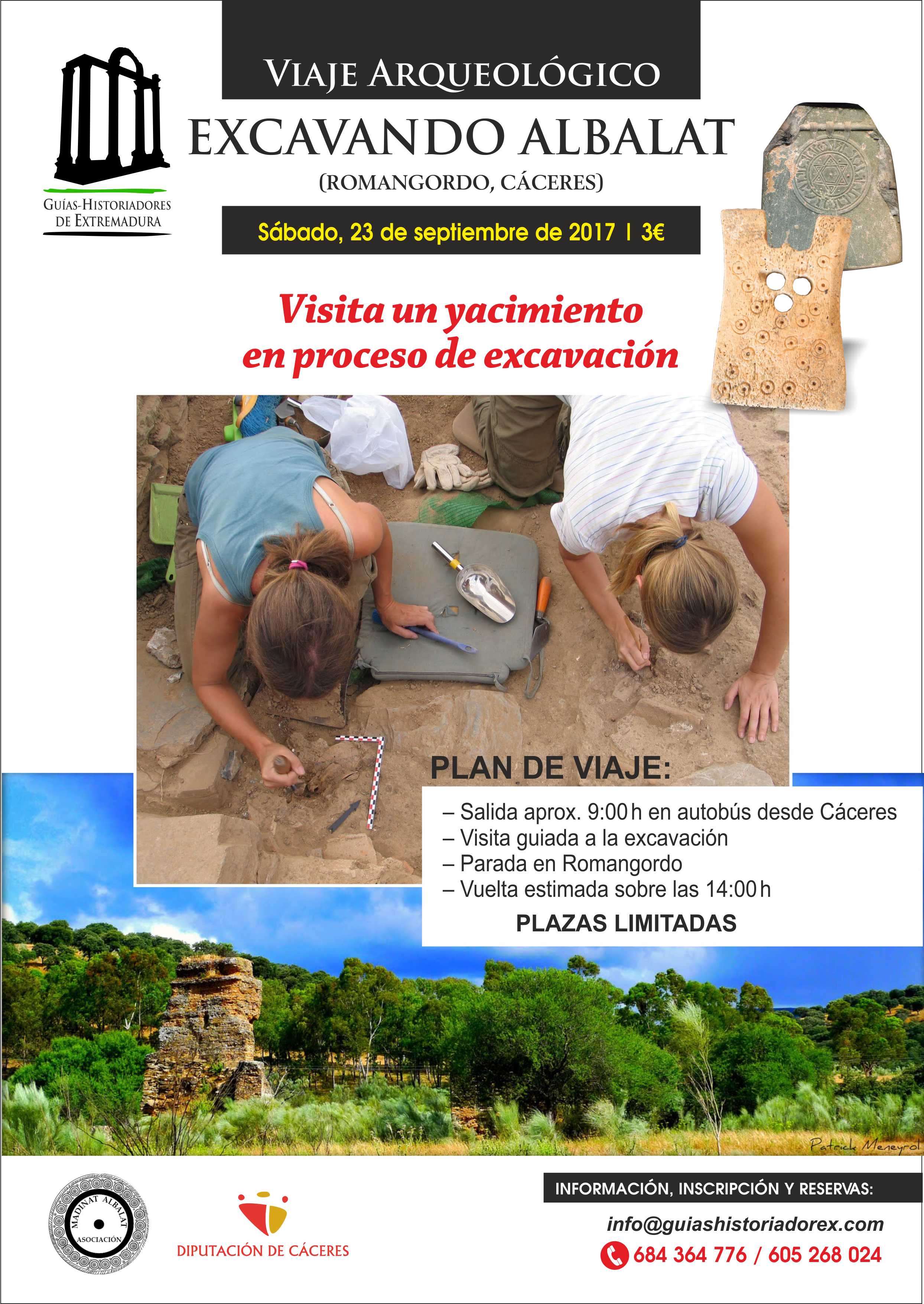 Cartel del viaje arqueológico al yacimiento de Madinat Albalat (Romangordo, Cáceres)